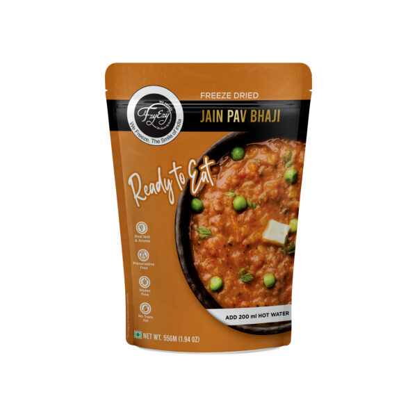 Freeze-Dried Jain Pav Bhaji – No Onion & Garlic | Ready to Eat | Authentic Mumbai Flavor | Just Add Hot Water