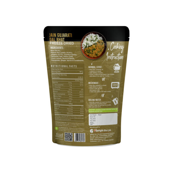Freeze-Dried Jain Gujarati Dal Bhat – No Onion & Garlic | Ready to Eat | Authentic & Healthy