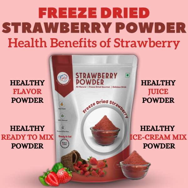 Premium Freeze-Dried Strawberry Powder | 100% Natural | Non-GMO, Gluten-Free, Vegan | Rich in Antioxidants & Vitamin C | Perfect for Smoothies, Baking, Yogurt & More - Image 3