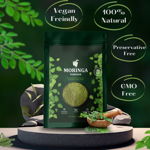 Premium Organic Moringa Powder | 100% Pure, Natural, Non-GMO, Gluten-Free, Vegan Superfood | Packed with Vitamins, Minerals & Antioxidants | Supports Immunity, Energy & Overall Health | Ready to Mix in Smoothies, Juices & Recipes (227g) - Image 3