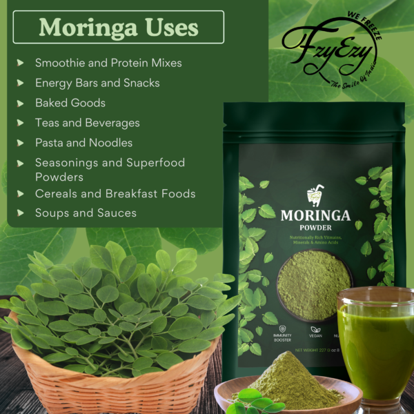 Premium Organic Moringa Powder | 100% Pure, Natural, Non-GMO, Gluten-Free, Vegan Superfood | Packed with Vitamins, Minerals & Antioxidants | Supports Immunity, Energy & Overall Health | Ready to Mix in Smoothies, Juices & Recipes (227g) - Image 6