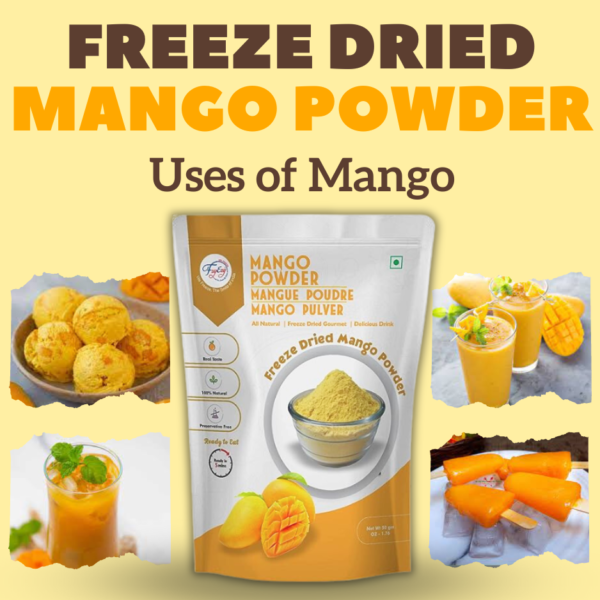 Premium Freeze-Dried Mango Powder | 100% Natural, Non-GMO, Gluten-Free, Vegan | Rich in Vitamins & Antioxidants | Perfect for Smoothies, Baking, Baby Food & Beverages | No Additives or Preservatives - Image 3