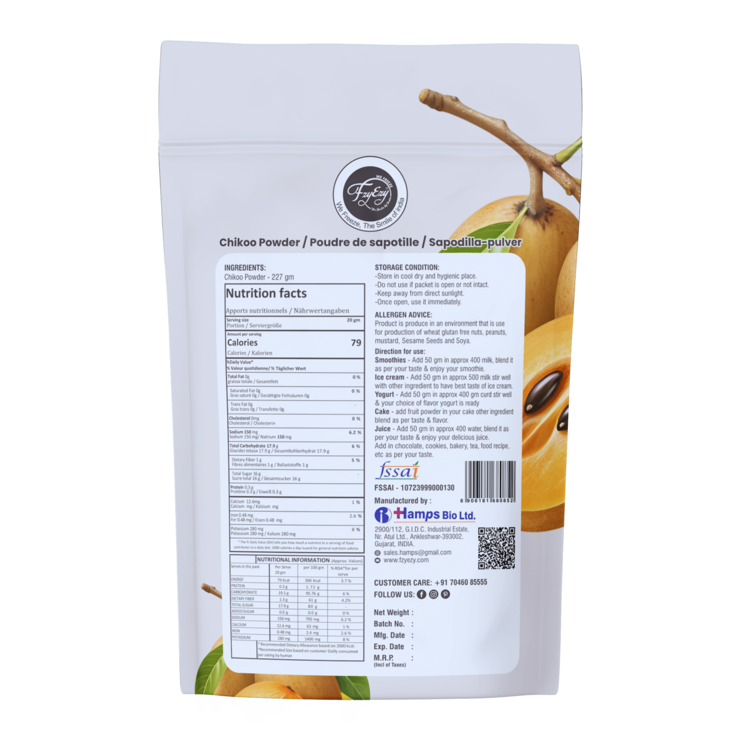 Freeze Dried Chikoo Powder – Rich in fiber, vitamins, and natural sugars | Vegan, Gluten-Free & Ready to Eat | Ideal for Smoothies, Baking & Healthy Recipes - Image 2
