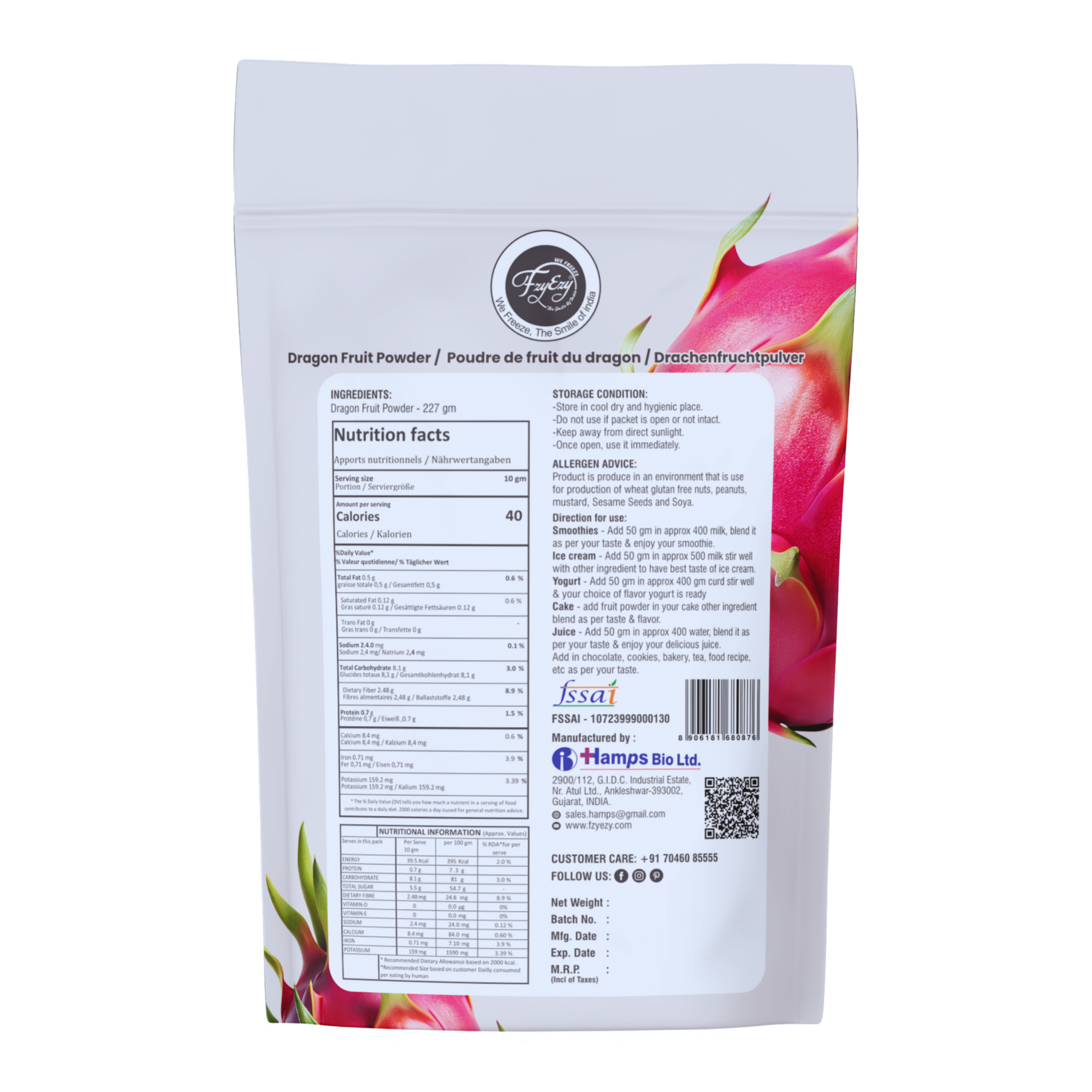 Freeze Dried Dragon Fruit Powder โ 100% Natural Superfood | Vegan, Gluten-Free & Ready to Eat | Ideal for Smoothies, Baking & Healthy Recipes | 227g - Image 2