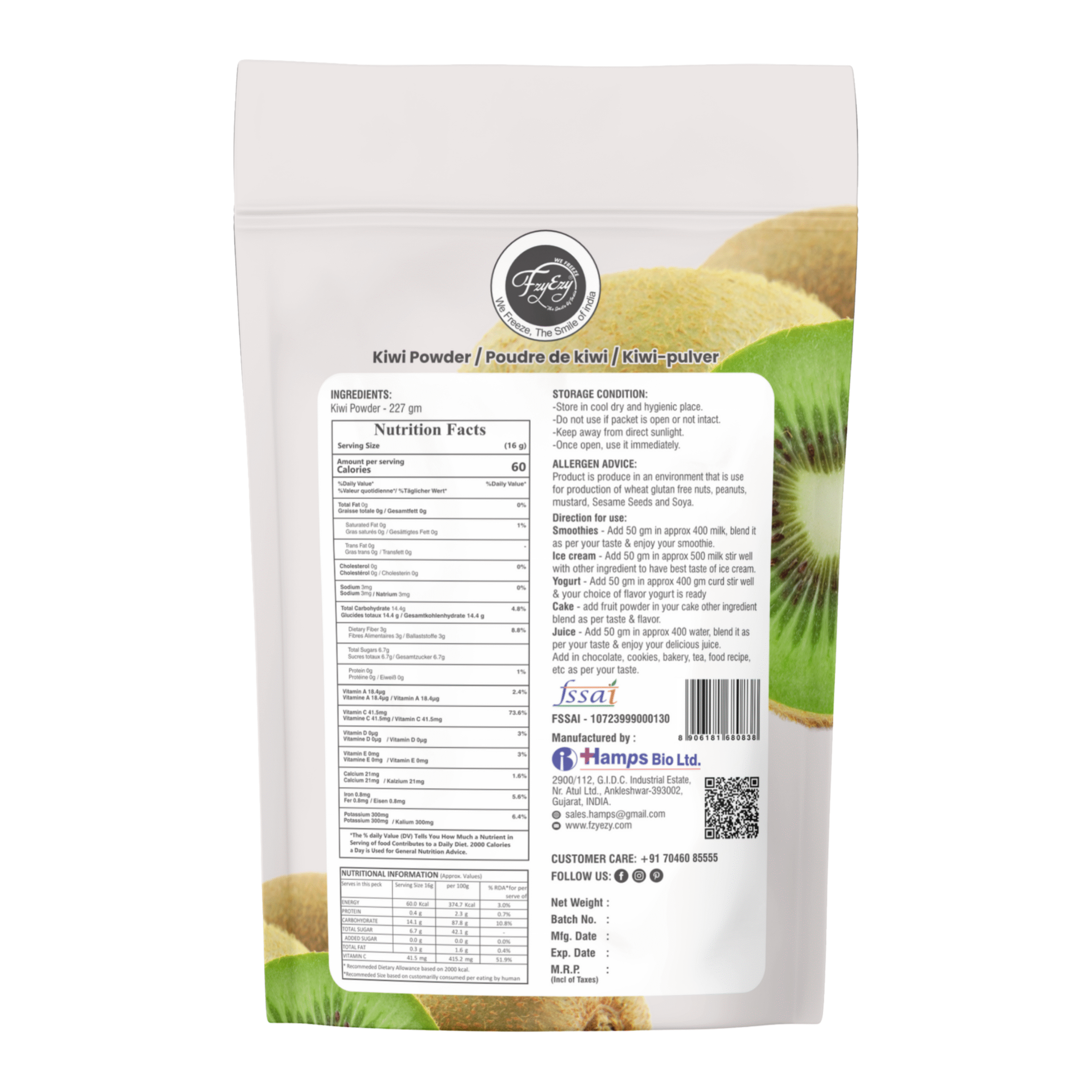 Freeze Dried Kiwi Powder | 100% Natural Fruit Powder | Rich in Vitamin C, Antioxidants & Fiber | Vegan, Gluten-Free & Ready to Eat | Ideal for Smoothies, Baking & Healthy Recipes (227g) - Image 2