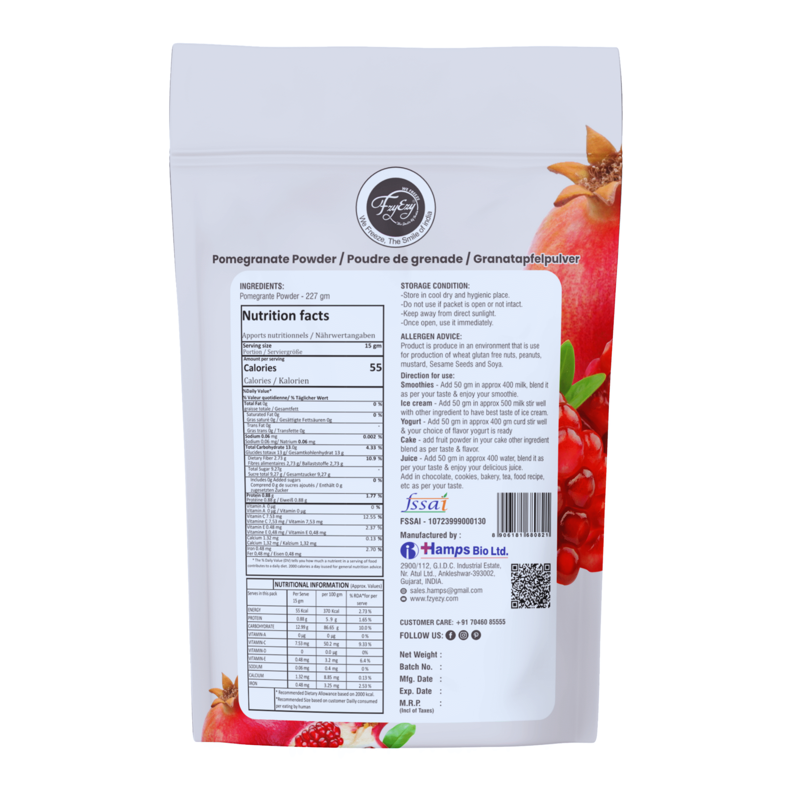 Premium Freeze Dried Pomegranate Powder | 100% Natural, Pure & Rich in Antioxidants | No Added Sugar | Ready to Eat Superfood for Smoothies, Juices, Baking & Skincare โ 227g - Image 2